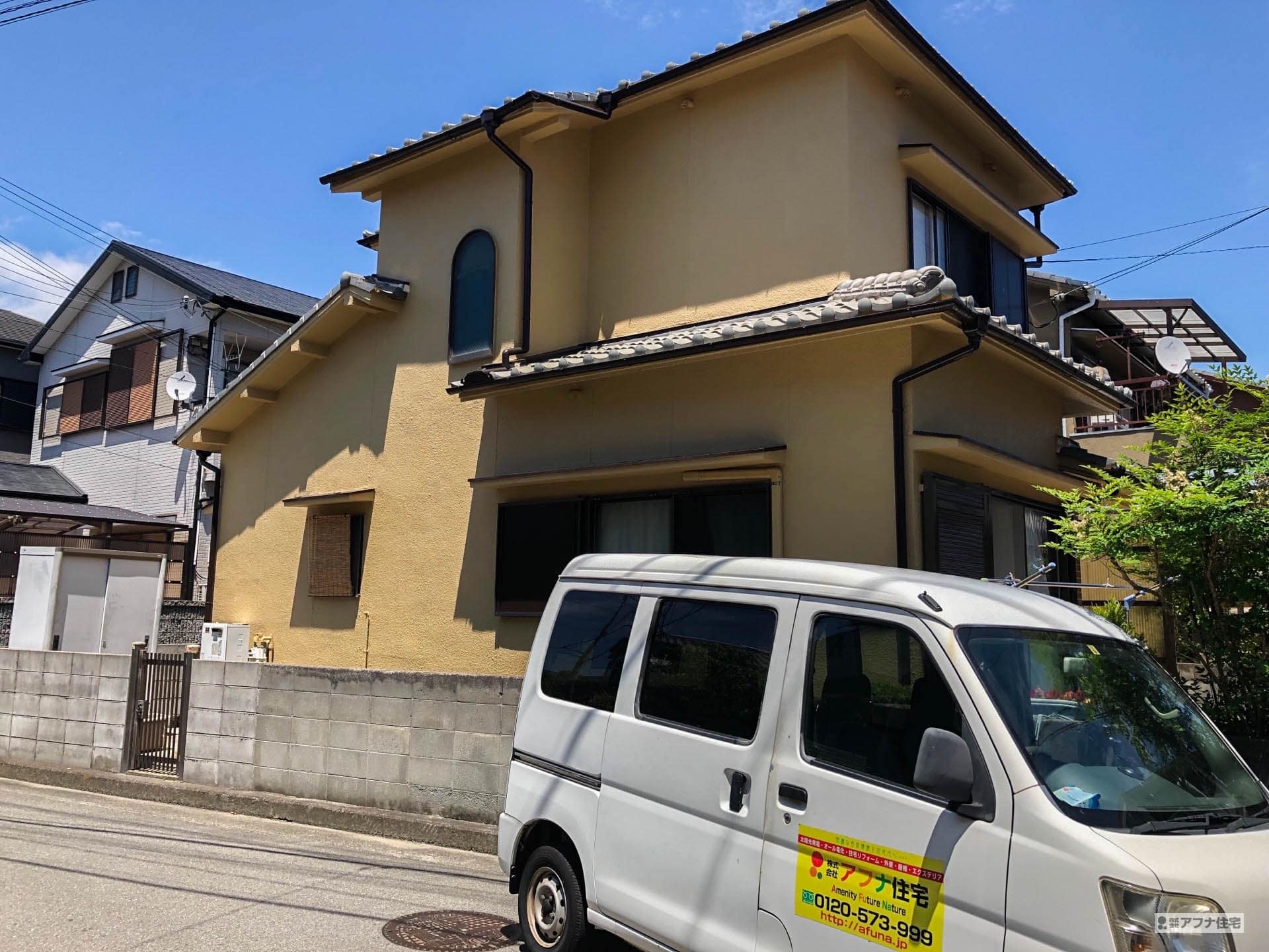 外壁塗装工事・ベランダテラス取付工事・カーポート取付工事施工事例|アフナ住宅